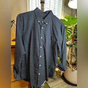 Banana Republic Navy Polka Dot Casual Button Down Shirt